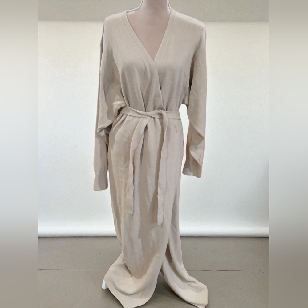 New Pretty Lavish Maxi Long Tan Sweater Cardigan Womans Size Large
